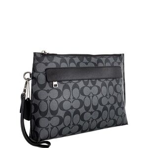 Coach Men’s Black Charcoal Signature Wrist Pouch